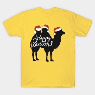 Happy Seasons - Bactrian Camel With Santa Claus Hats 1 T-Shirt